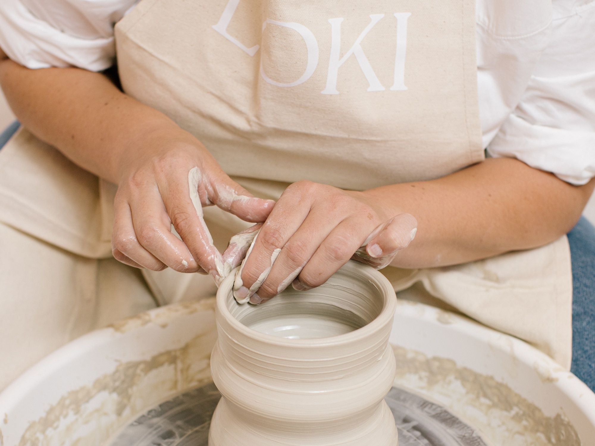 Töpfern an der Töpferscheibe