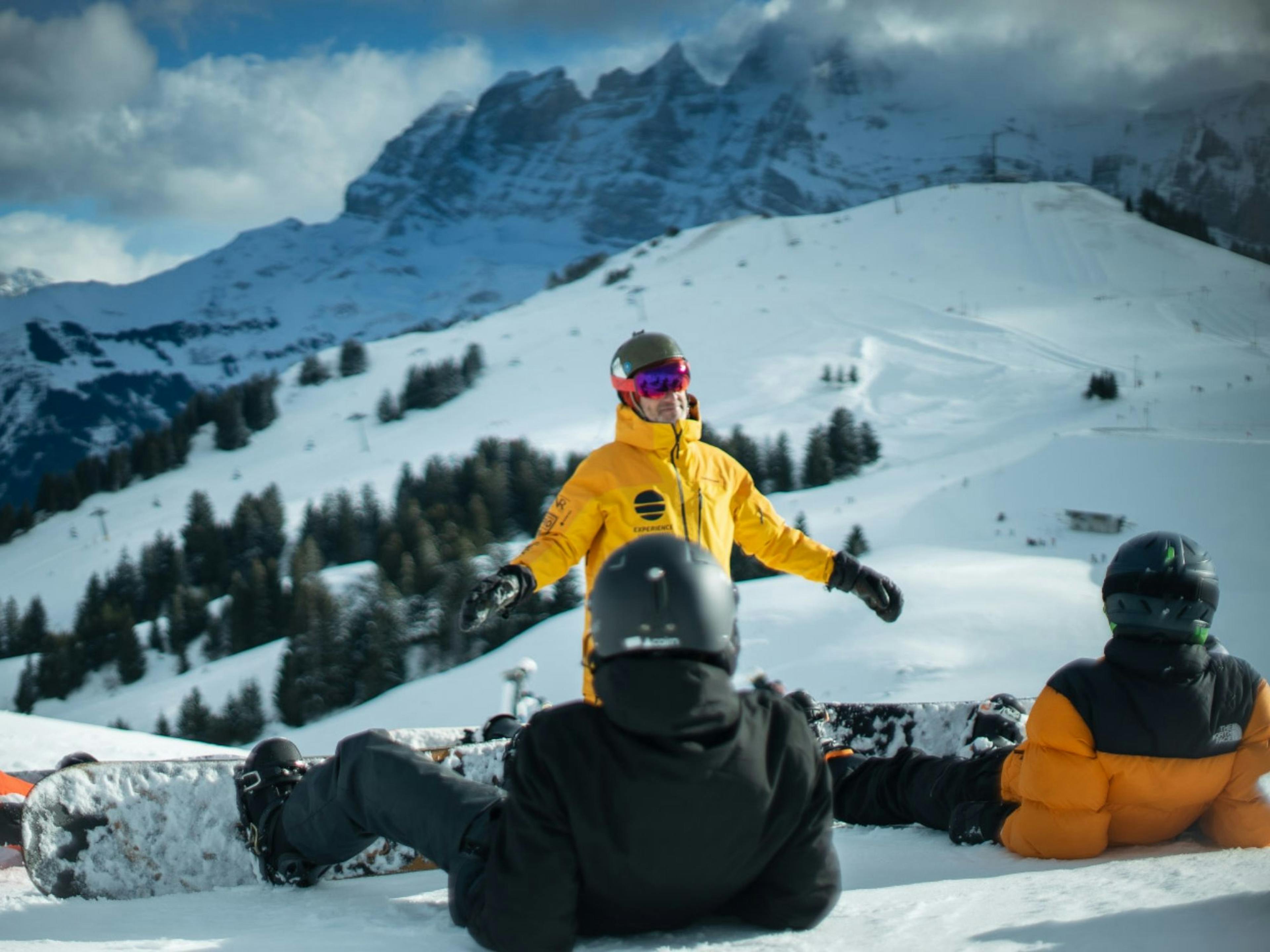 Snowboard Unterricht Gruppe für Erwachsene Champéry