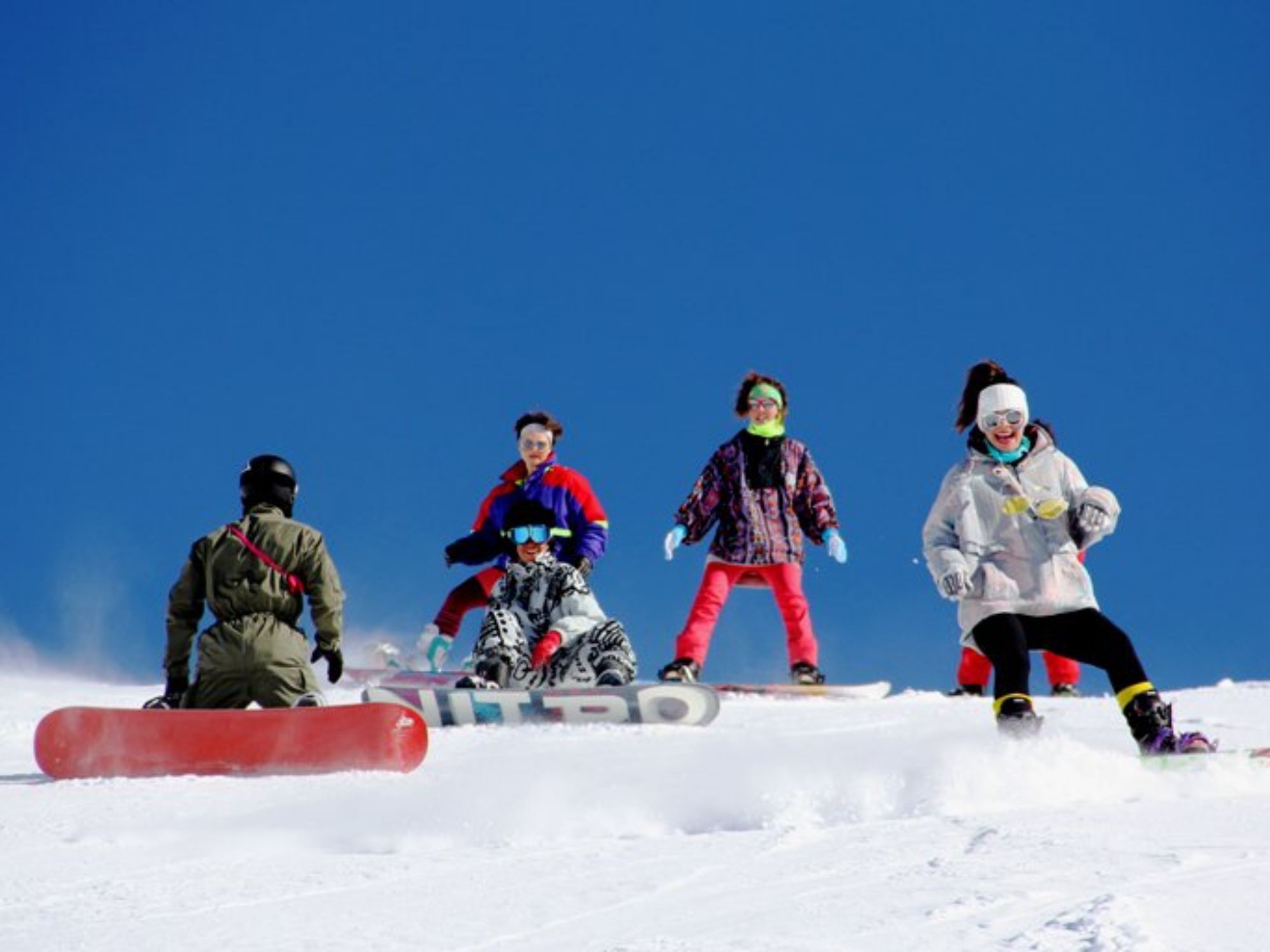 Gruppe Snowboarder