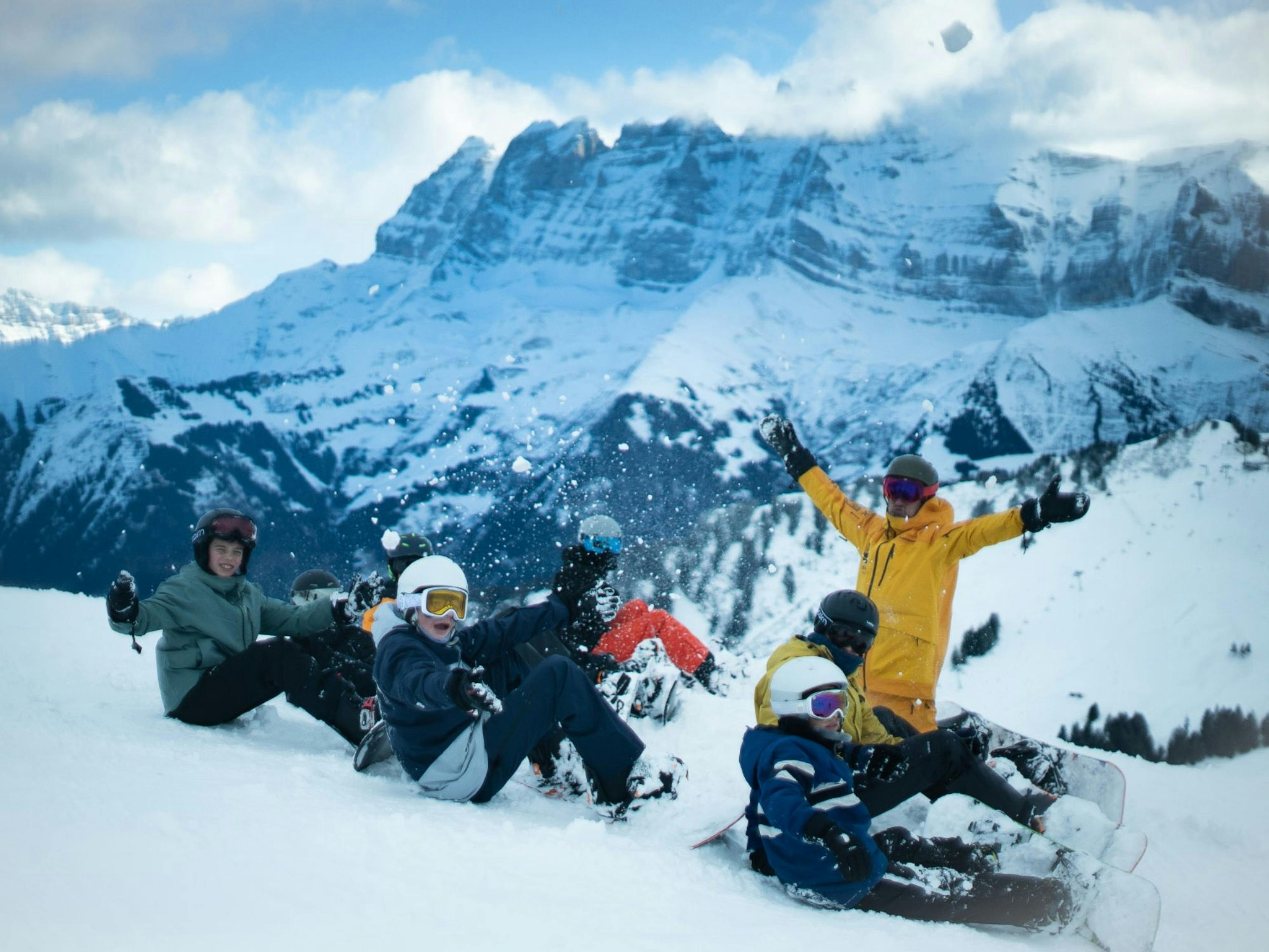 Snowboard Unterricht Gruppe für Kinder Champéry