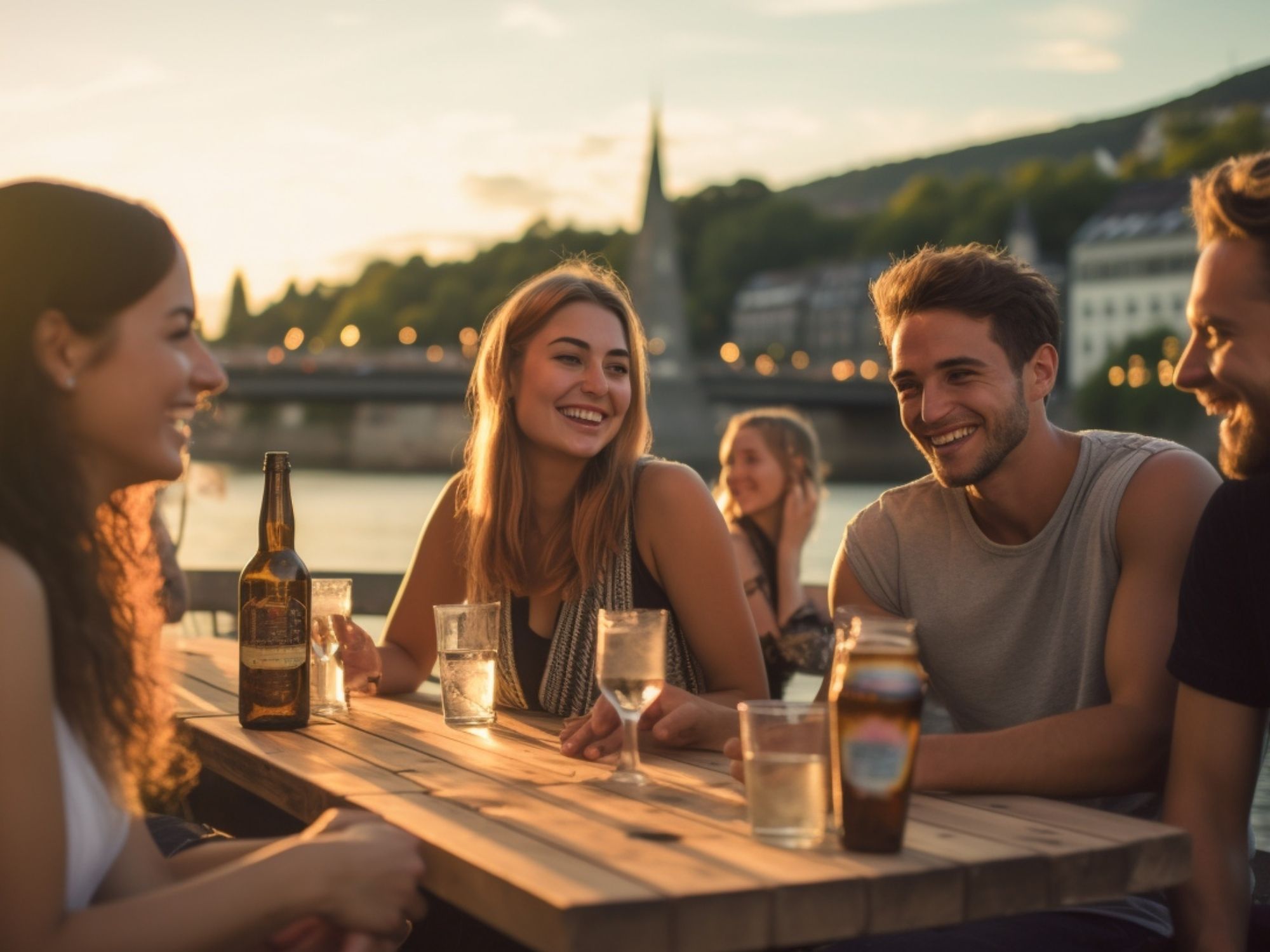young adults enjoying drinks