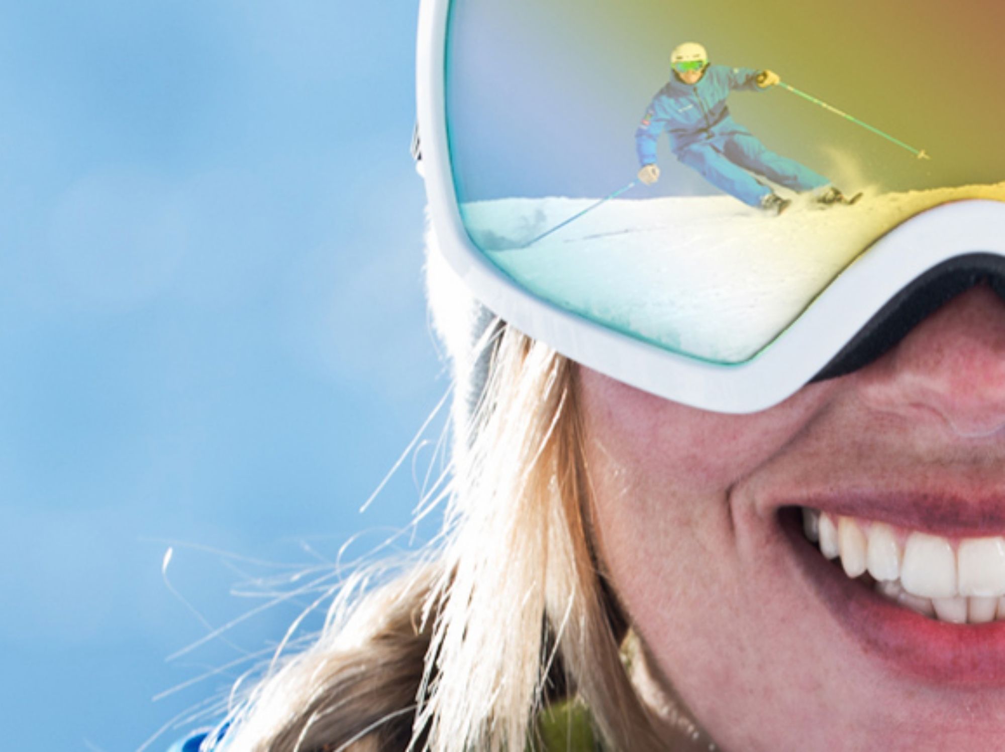 Skifahrerin mit Spiegelbild