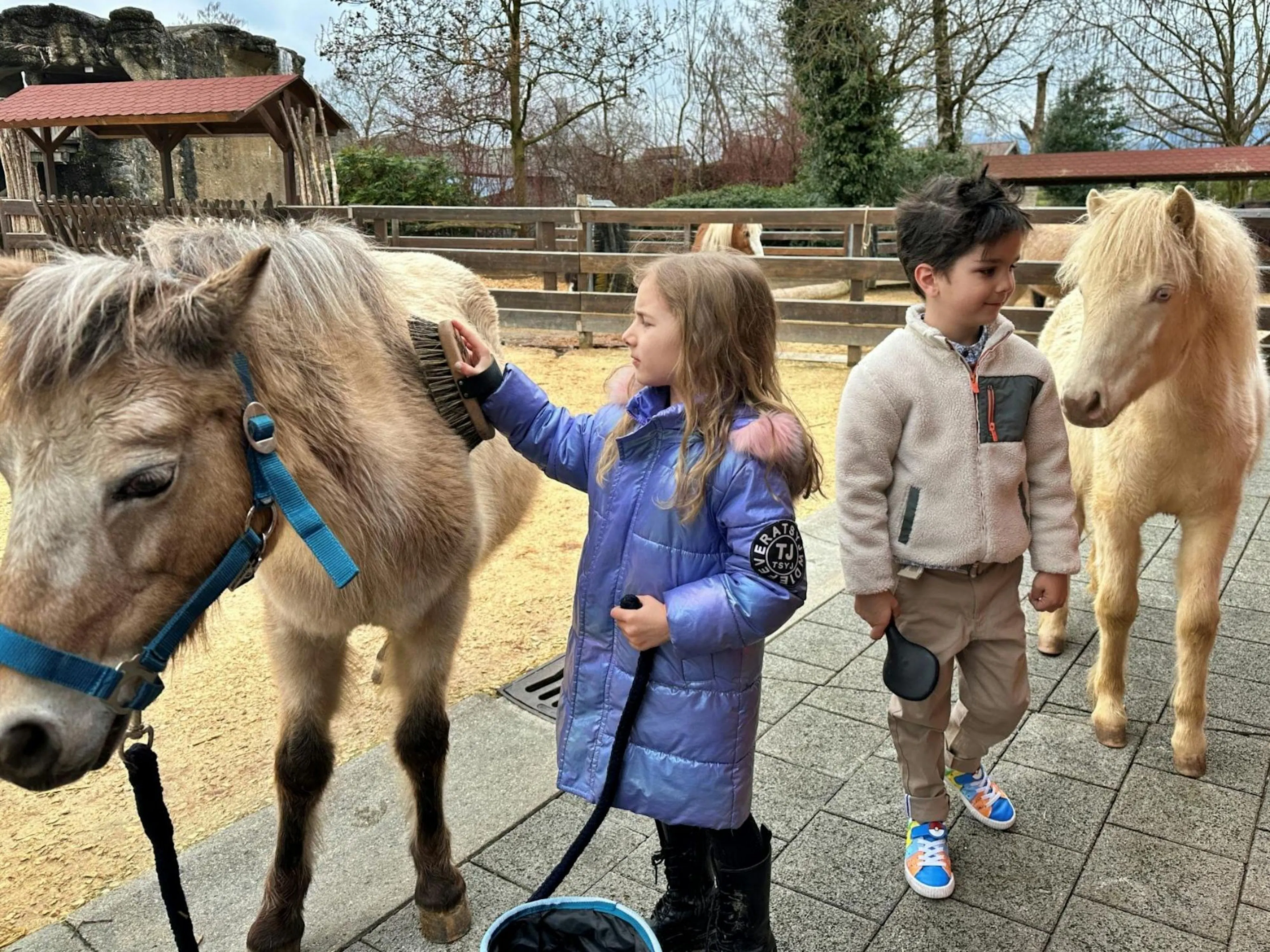 Kowboj / kowbojka na ranczu kucyków w zoo dla dzieci w Rapperswil
