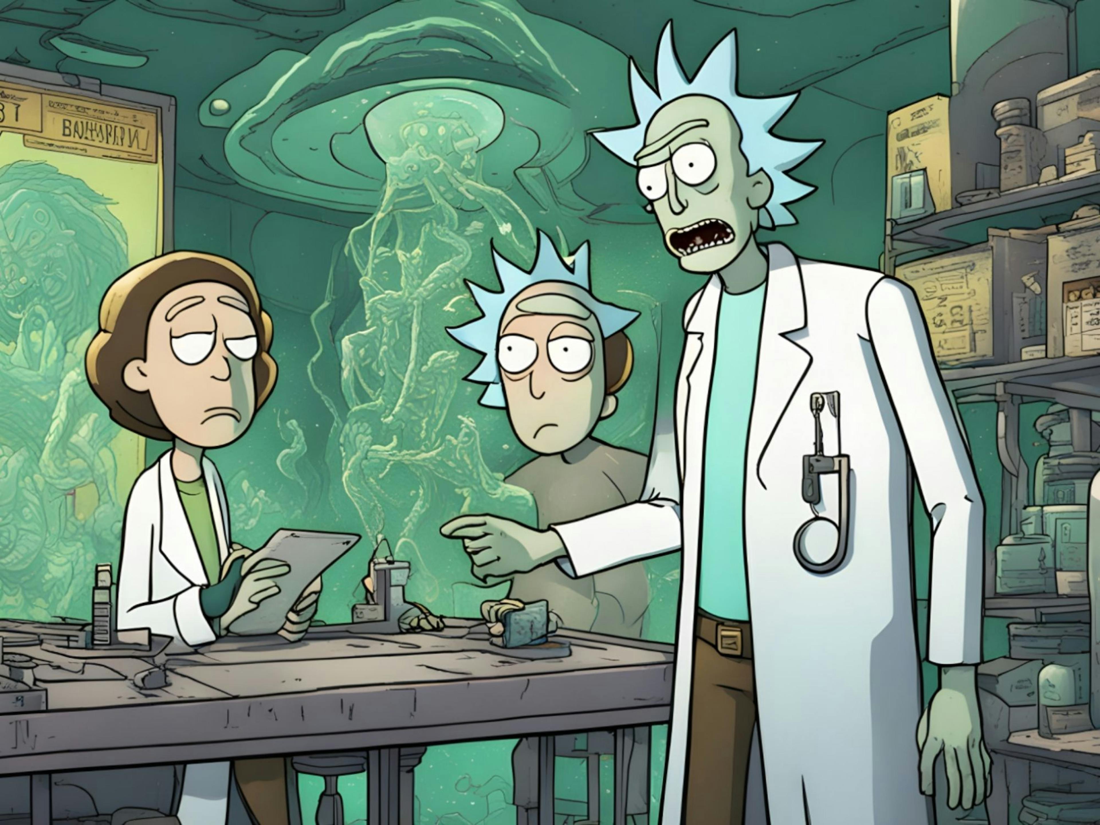 Rick and Morty, Spielszene Verrückter Professor
