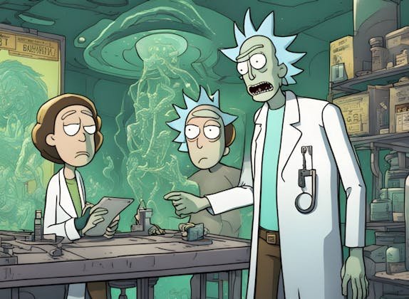 Rick and Morty, Spielszene Verrückter Professor