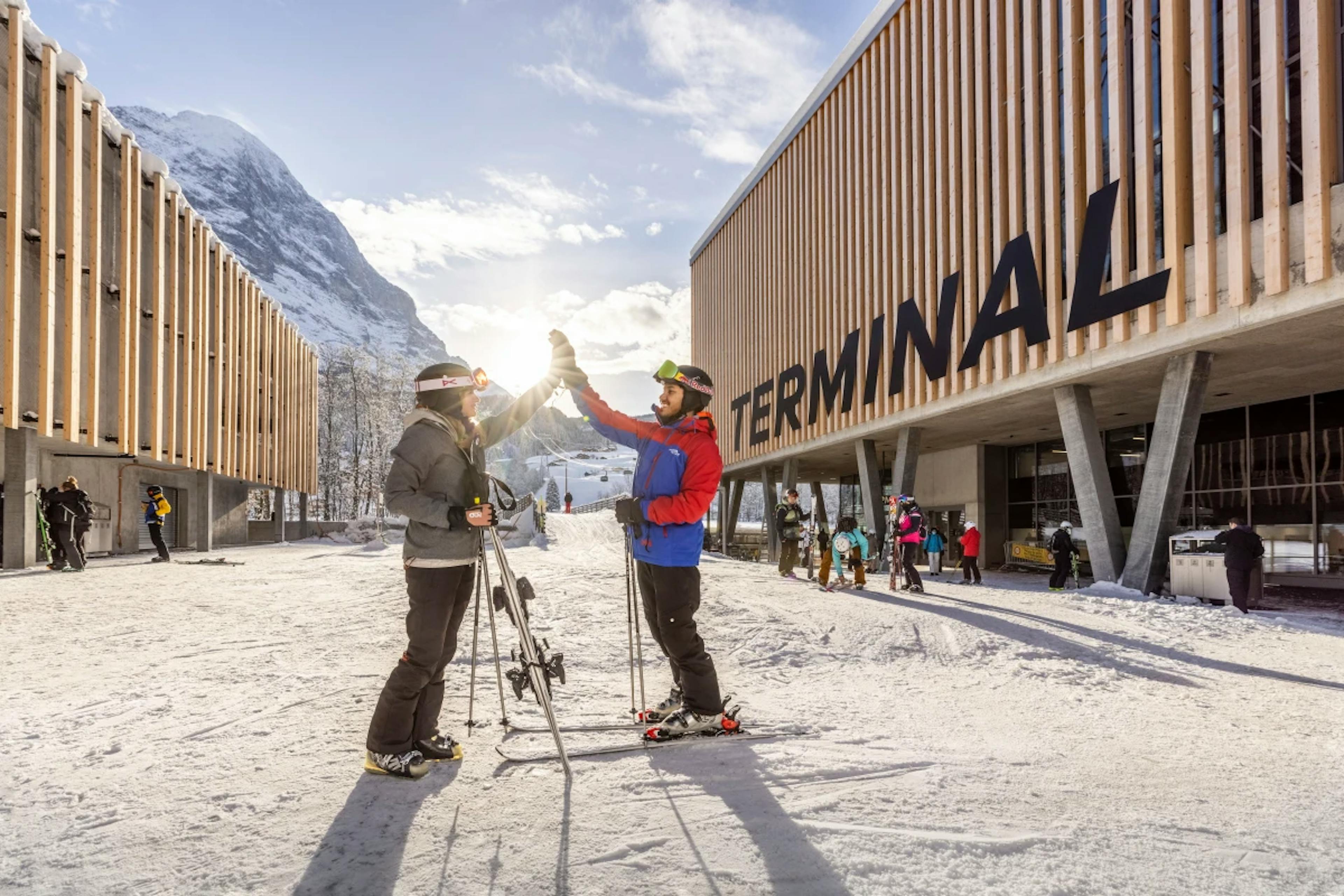 Grindelwald Terminal Ski Bridge Skiers (Jungfrau Railways)