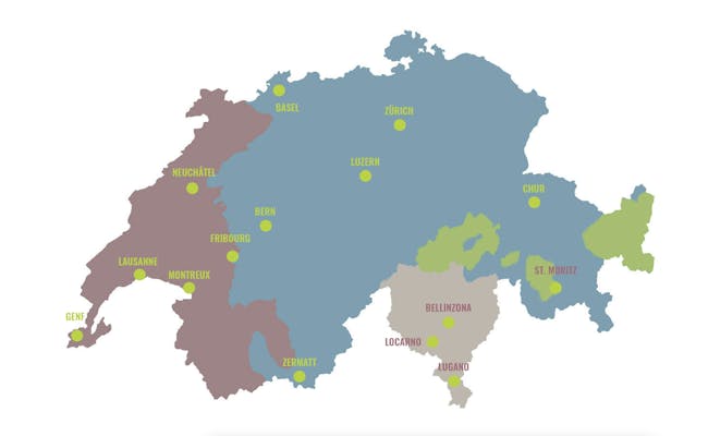 Die Verteilung der Sprachen in der Schweiz (Karte: Seraina Zellweger)