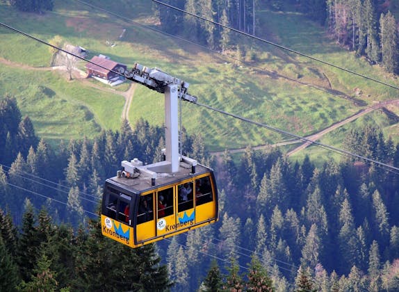 Kronberg: Kabinenbahn über Wälder, ideal für Ausflüge in die Berge und Naturgenuss.
