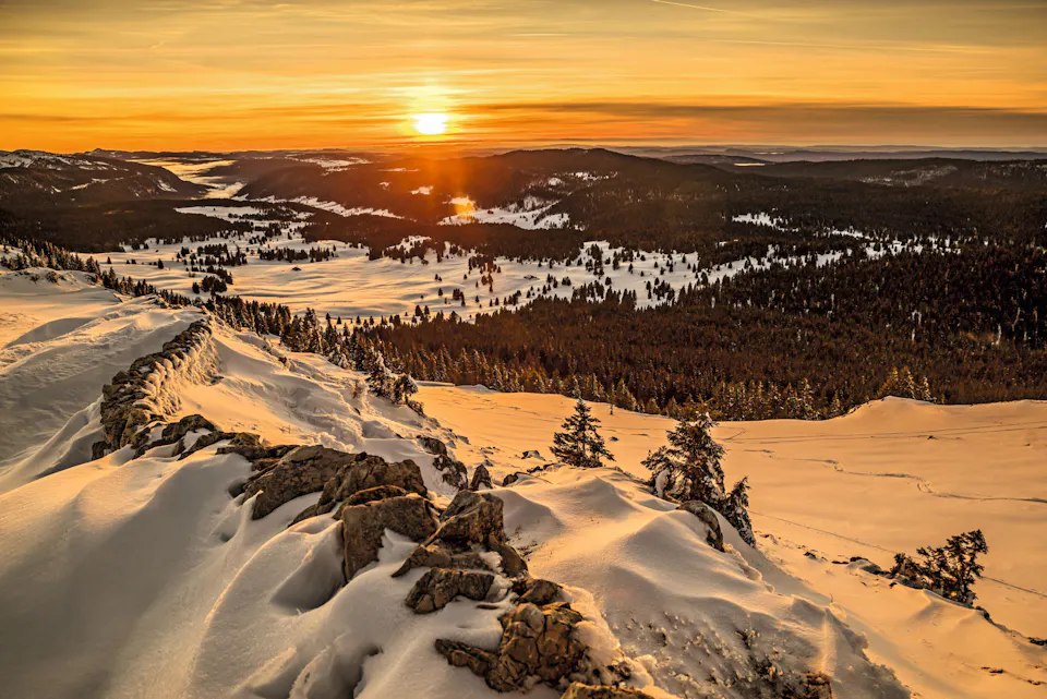 Naturpark Jura Vaudois La Dole Sonnenuntergang