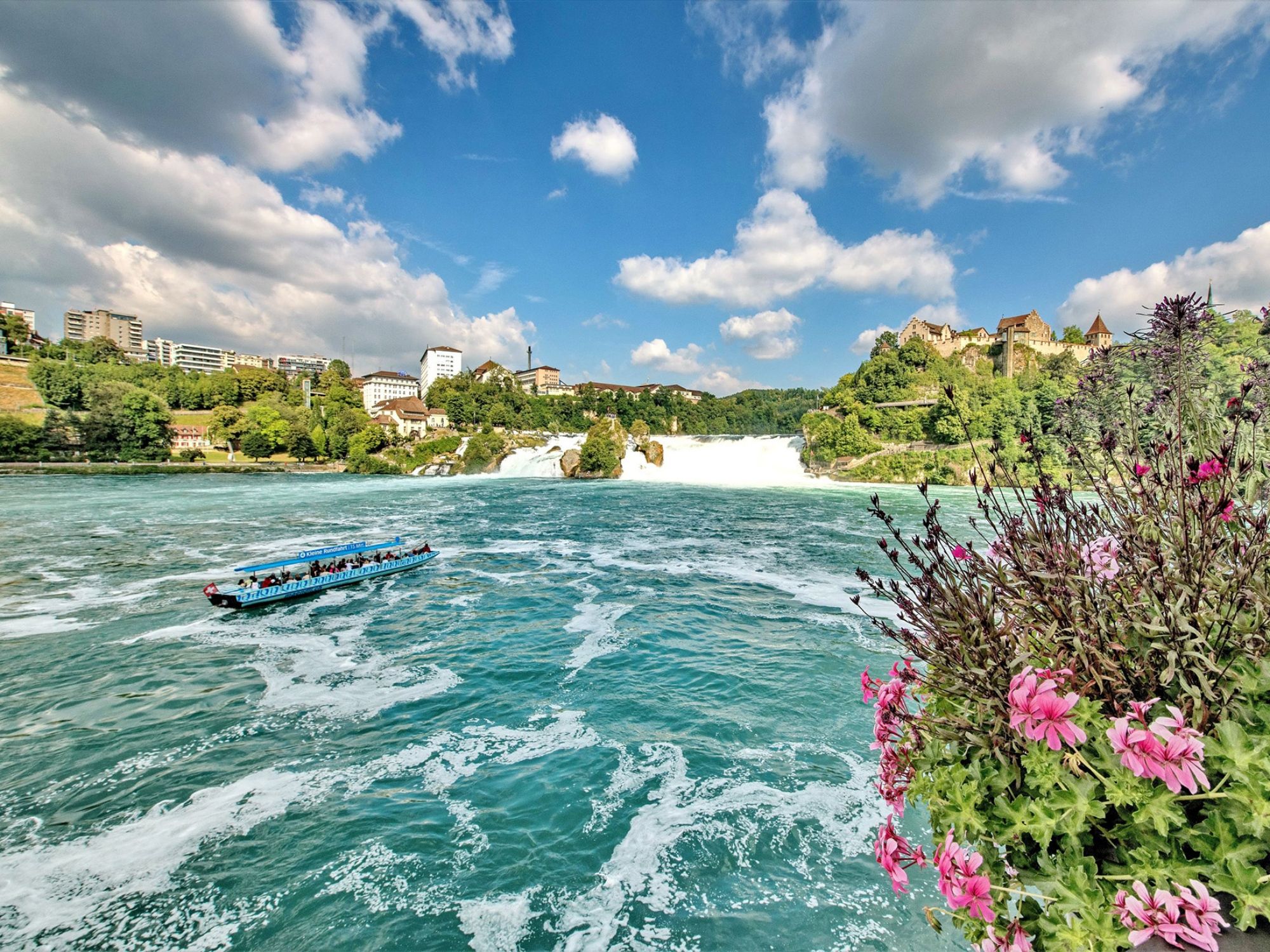 Rhine Falls: stunning view of the waterfall and boat tour near Zurich.