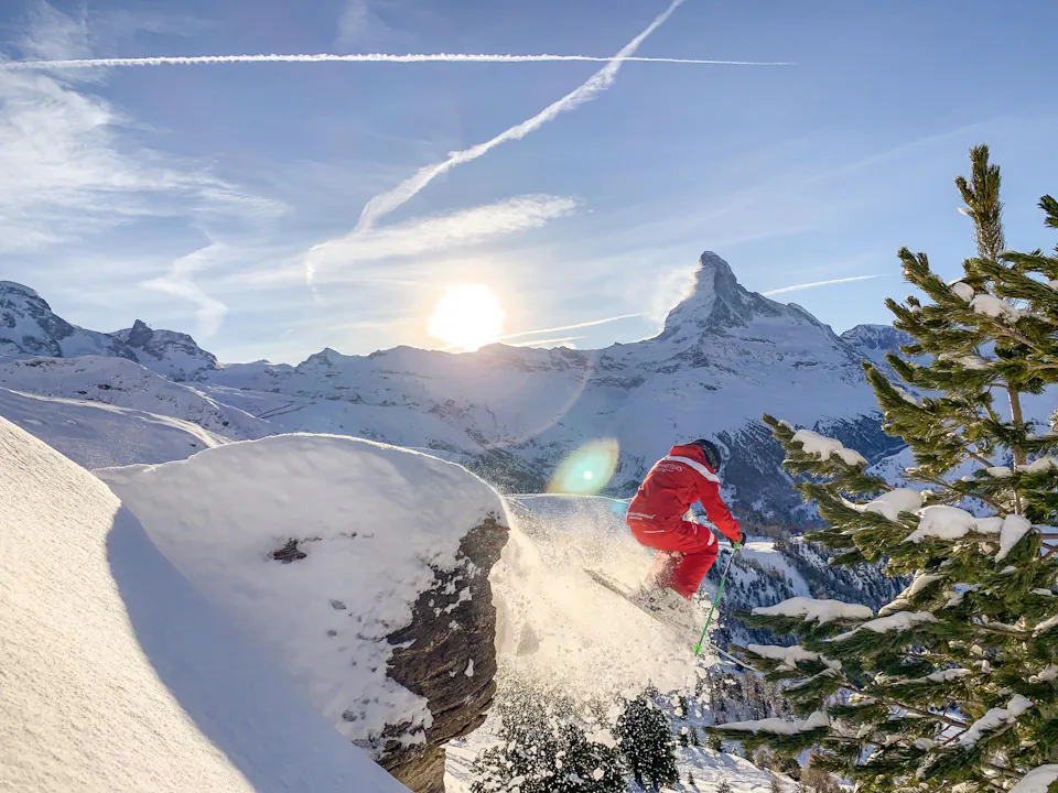 Sprung Skifahren