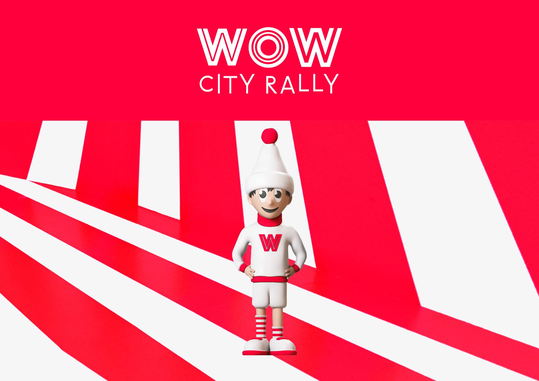WOW City Rally : Un personnage amusant dans un cadre créatif, idéal pour des aventures en commun avec les enfants.