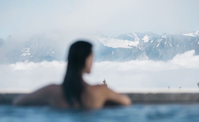 Rigi Kaltbad mit Blick auf die Berge und Wolken