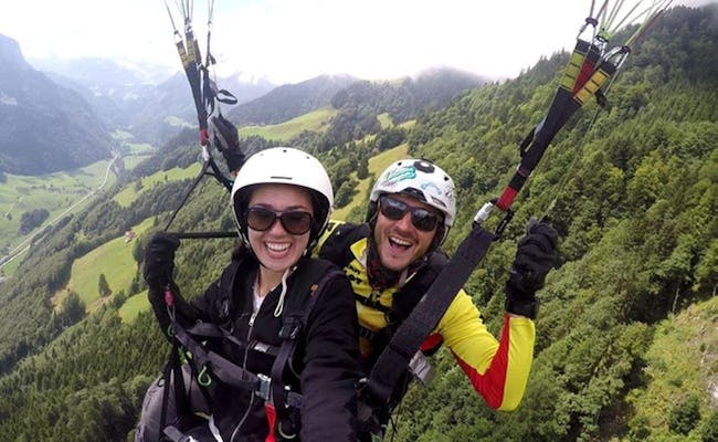 Paragliding over Central Switzerland with a view of Pilatus