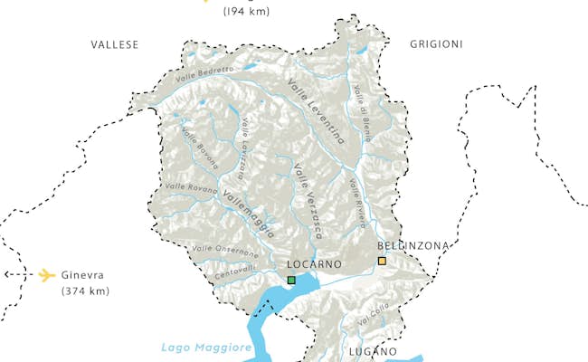 Carte du Tessin (Agence de tourisme tessinoise ATT SA)