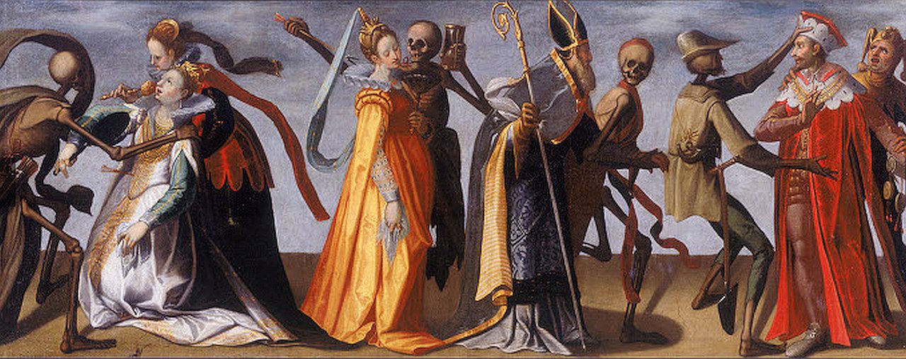 Totentanz Tafel: beeindruckendes Kunstwerk mit Szenen des Lebens und Todes.