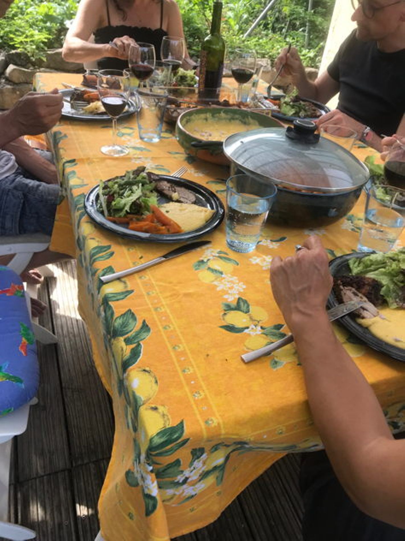 Typisk schweizerisk køkken, personer spiser sammen, friske salater, Baselland