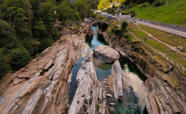 Verzasca Valley: impressive landscape with crystal clear water and stunning rocks near Lavertezzo.