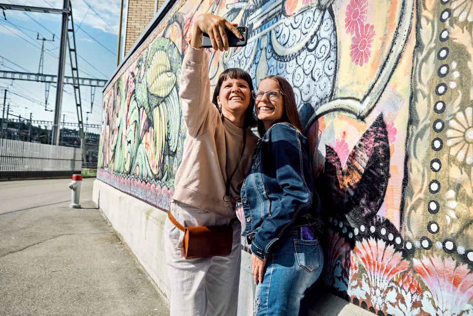 SBB Tageskarte  Street art selfie in Winterthur