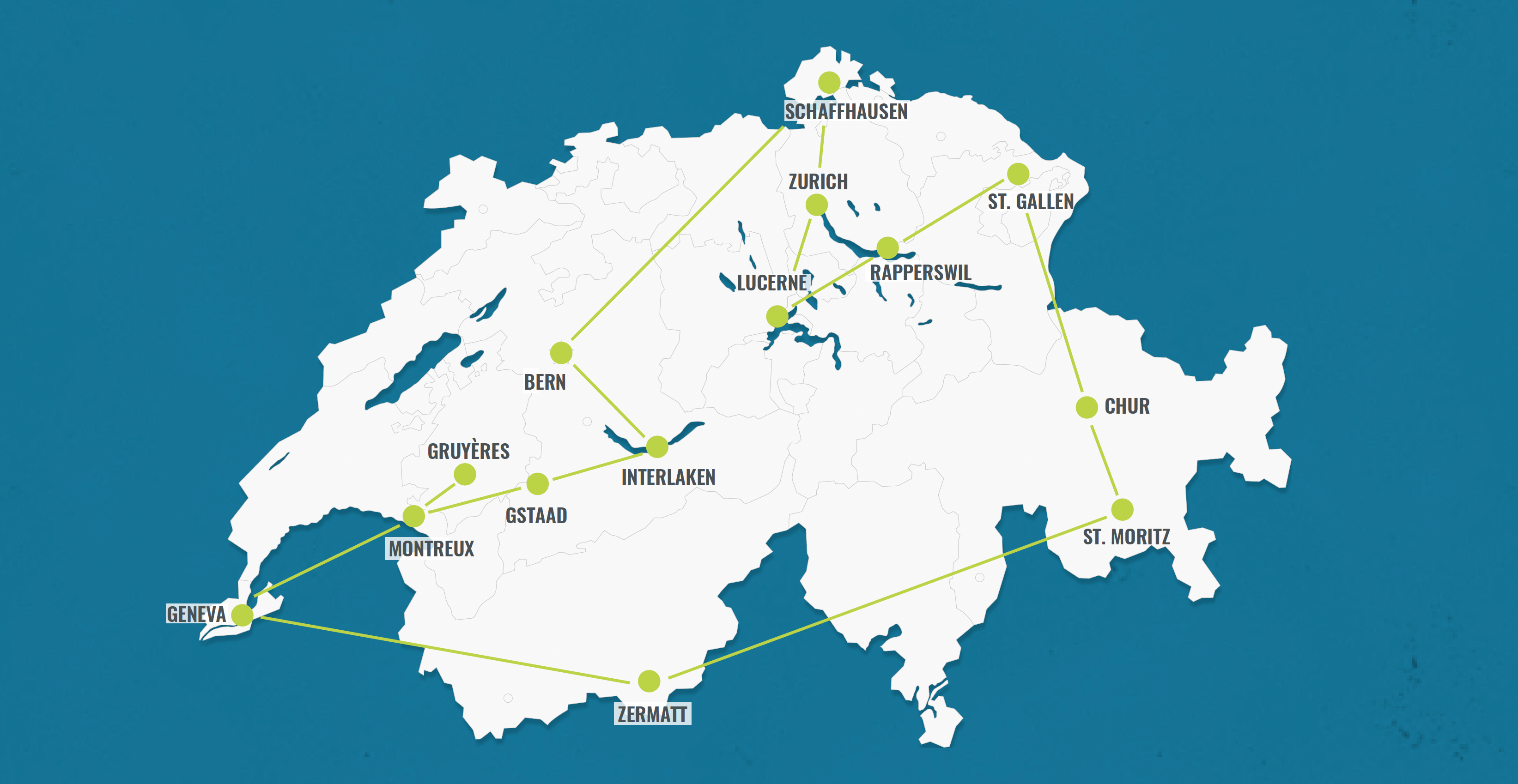 Itinerary through Switzerland: Zermatt, St. Moritz, Lucerne, mountains, nature, summer trip.