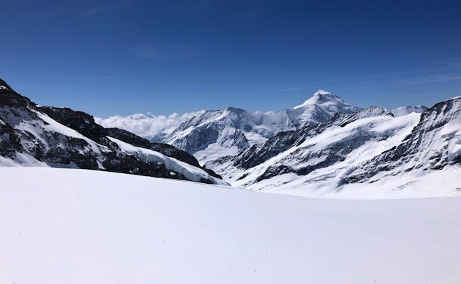 Jungfraujoch: Snedækket bjerglandskab med majestætiske toppe, perfekt til vintersport.
