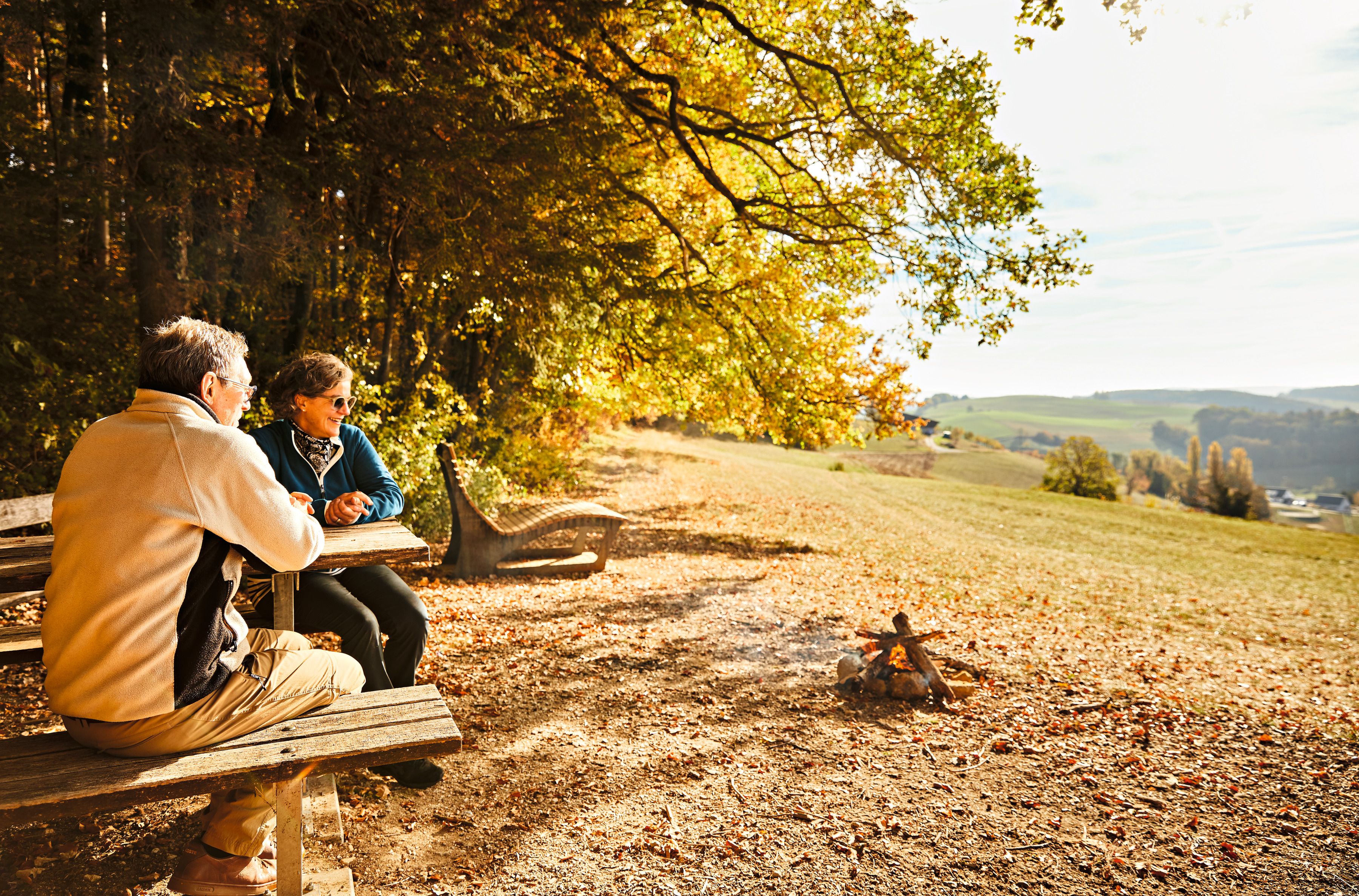 Typical Sunday: Cozy time out in Switzerland, nature, autumn colors, relaxation outdoors.