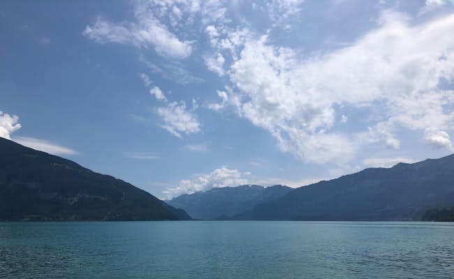 Turquoise blue water on lake Thun