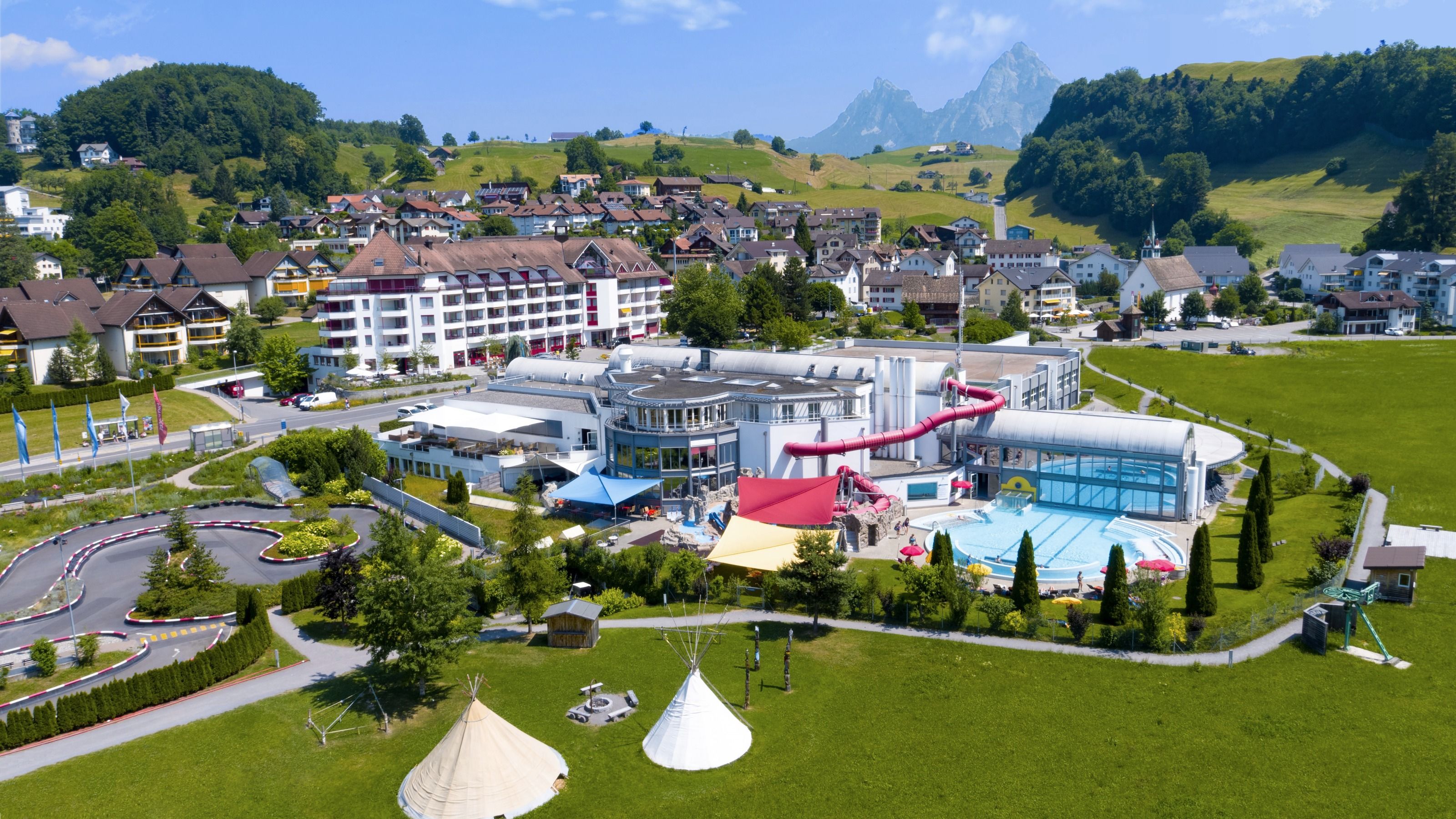 Water parks Swiss Holiday Park with giant slides and scenery