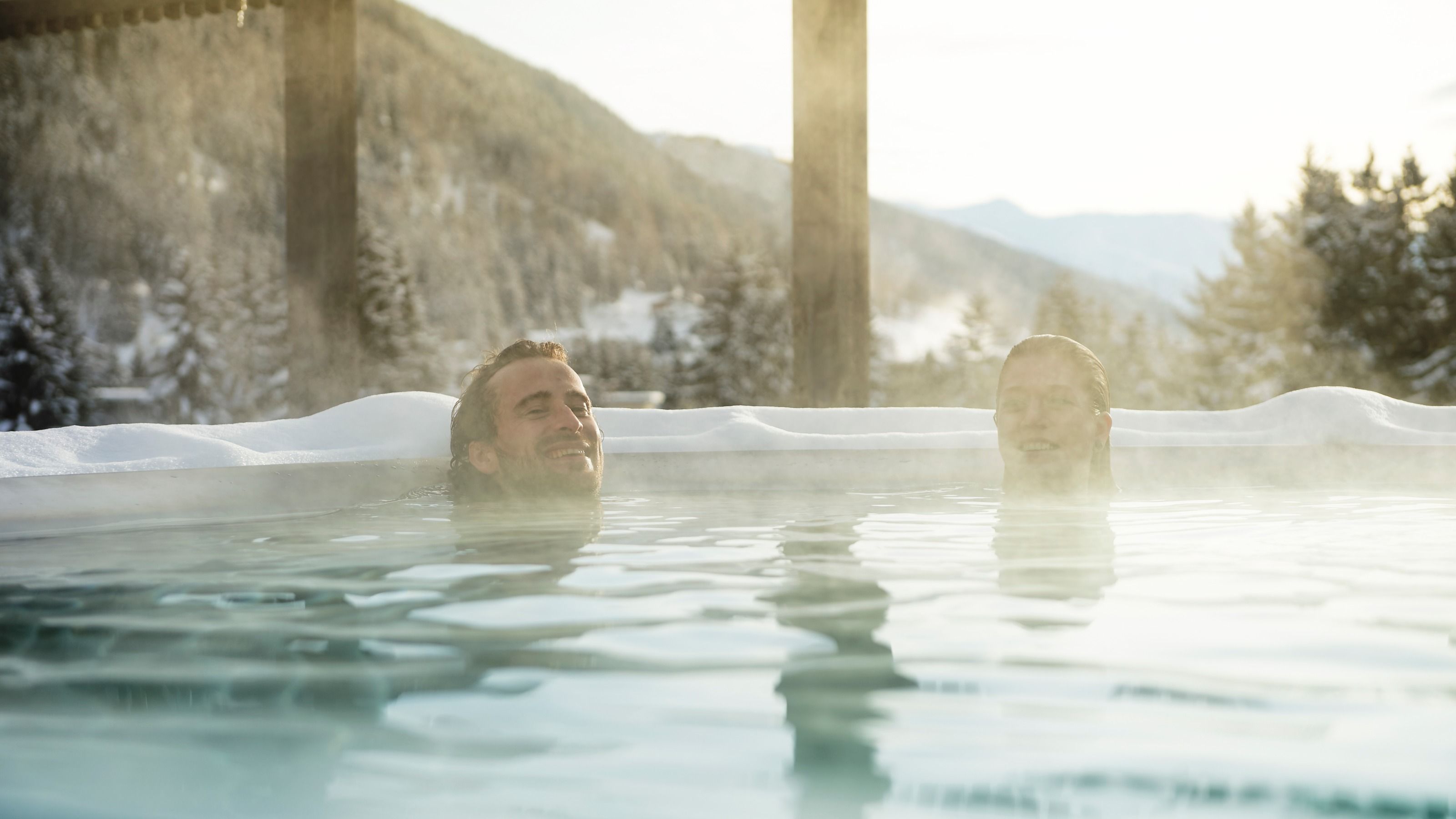 Eau-là-là Water Park with relaxing spa activities in winter.