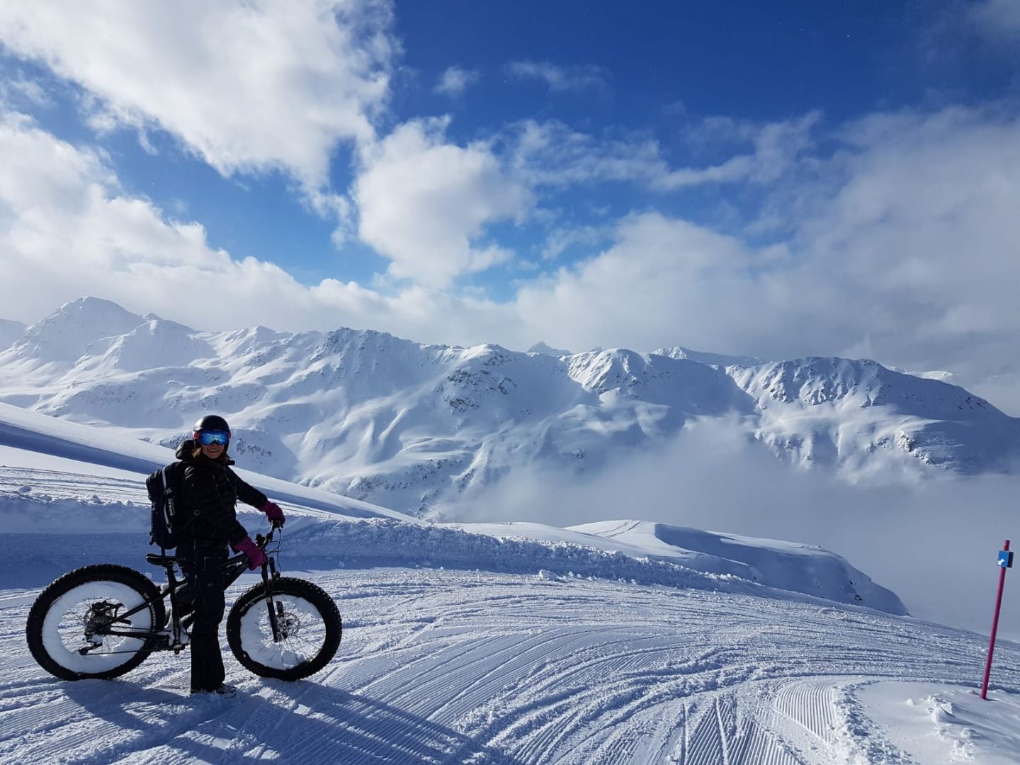 Fatbike-tocht in Davos met besneeuwde bergen