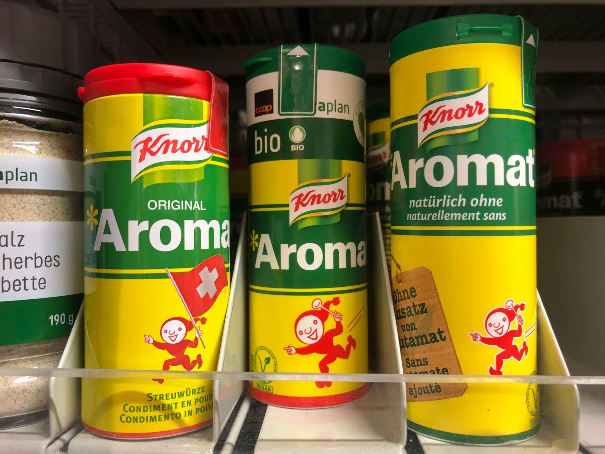 アロマット、スイスのスパイス、天然素材、クノール