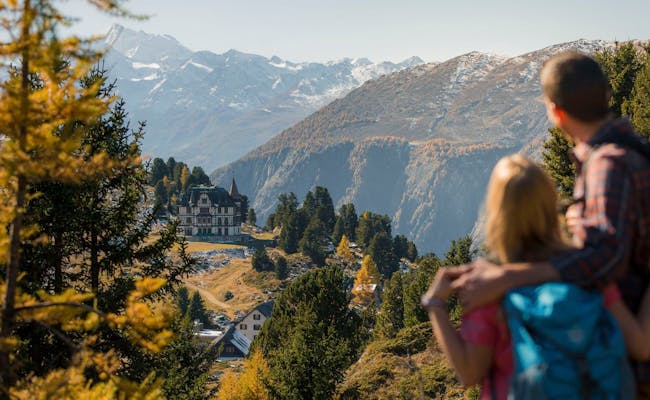 Aletsch Arena caminhadas no outono com vista para as montanhas