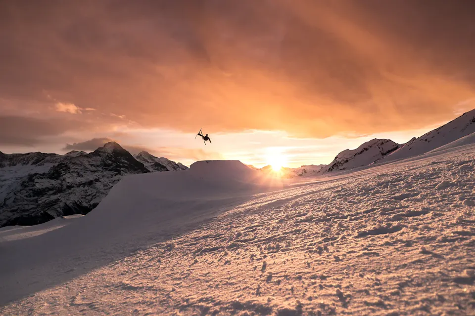 Grindelwald First Snowpark Abendrot 