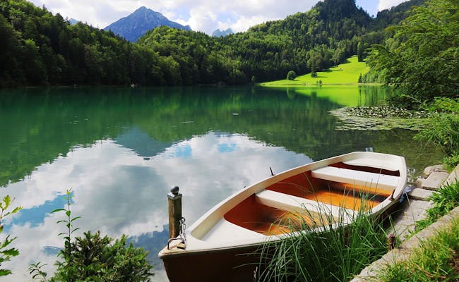 Rowing on the mountain lake