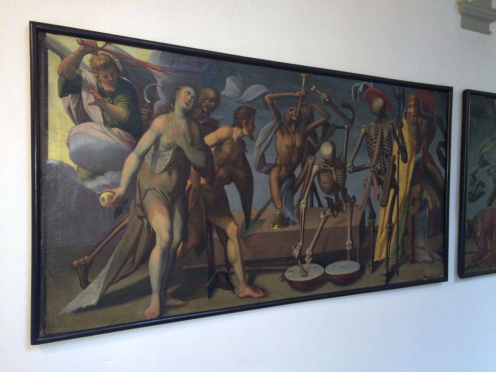 Doden dans: indrukwekkend schilderij met figuren en skeletten in artistieke weergave.