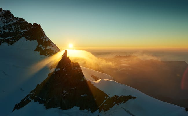 Sphinx vue coucher de soleil (photo : Jungfraubahnen)