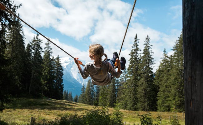 Swings with a view of the forest and mountains(Photo: Switzerland Tourism David Merkhofer)