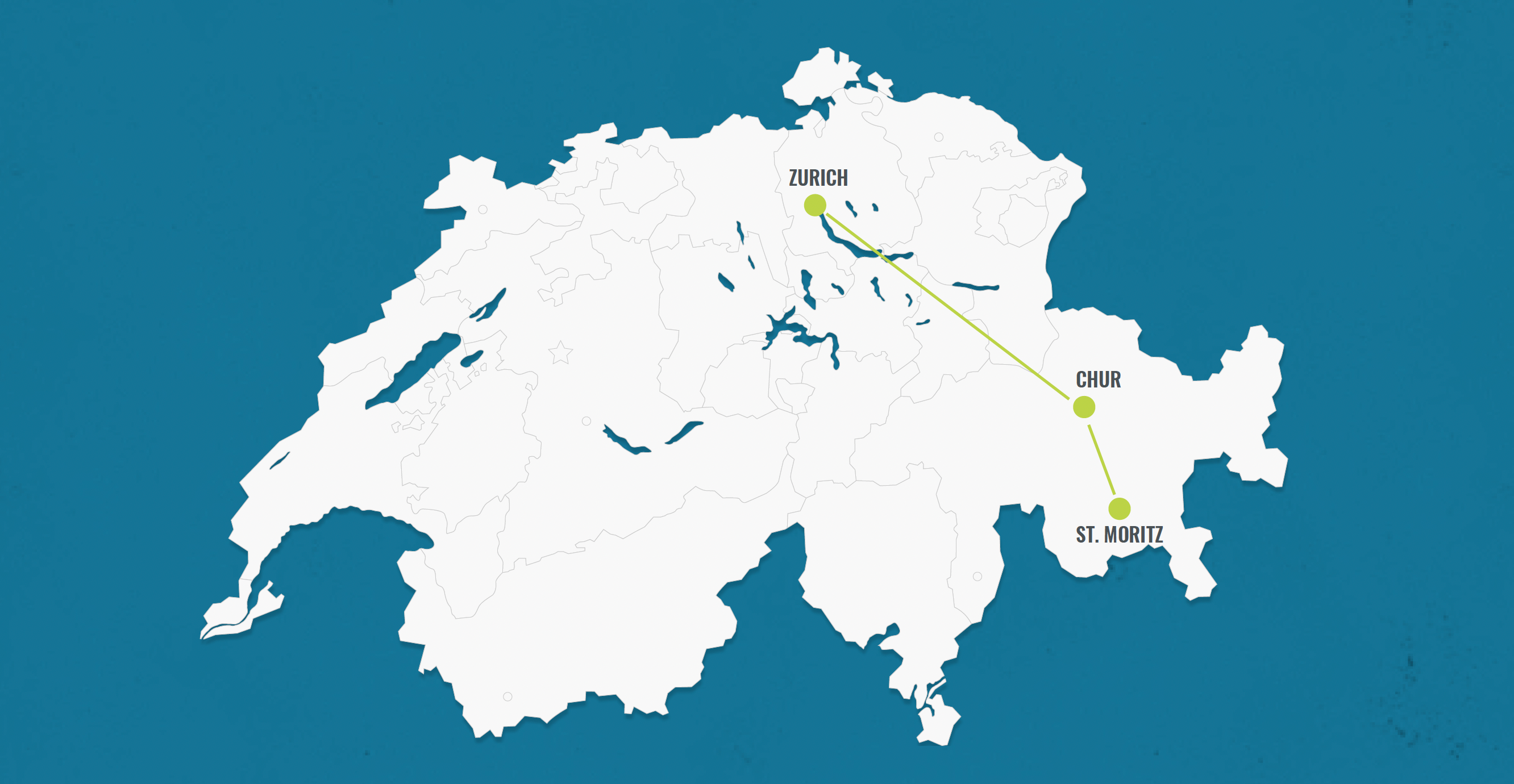 Route from Zurich to St. Moritz on map