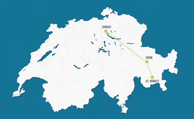 Itinerario da Zurigo a St. Moritz sulla mappa