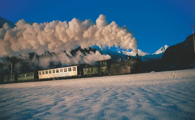 Rhaetian Railway steam train in the Engadine (Photo: Rhaetian Railway)