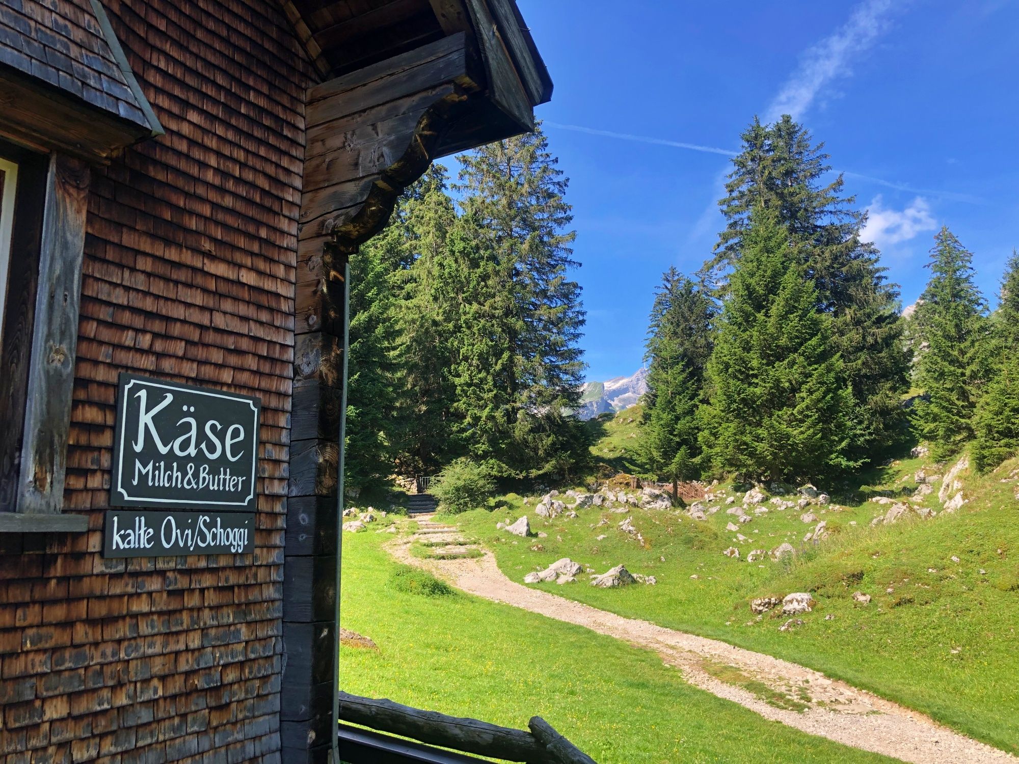 Almhut in de Alpstein met kaasbord en schilderachtig landschap, ideaal voor zomerse excursies.