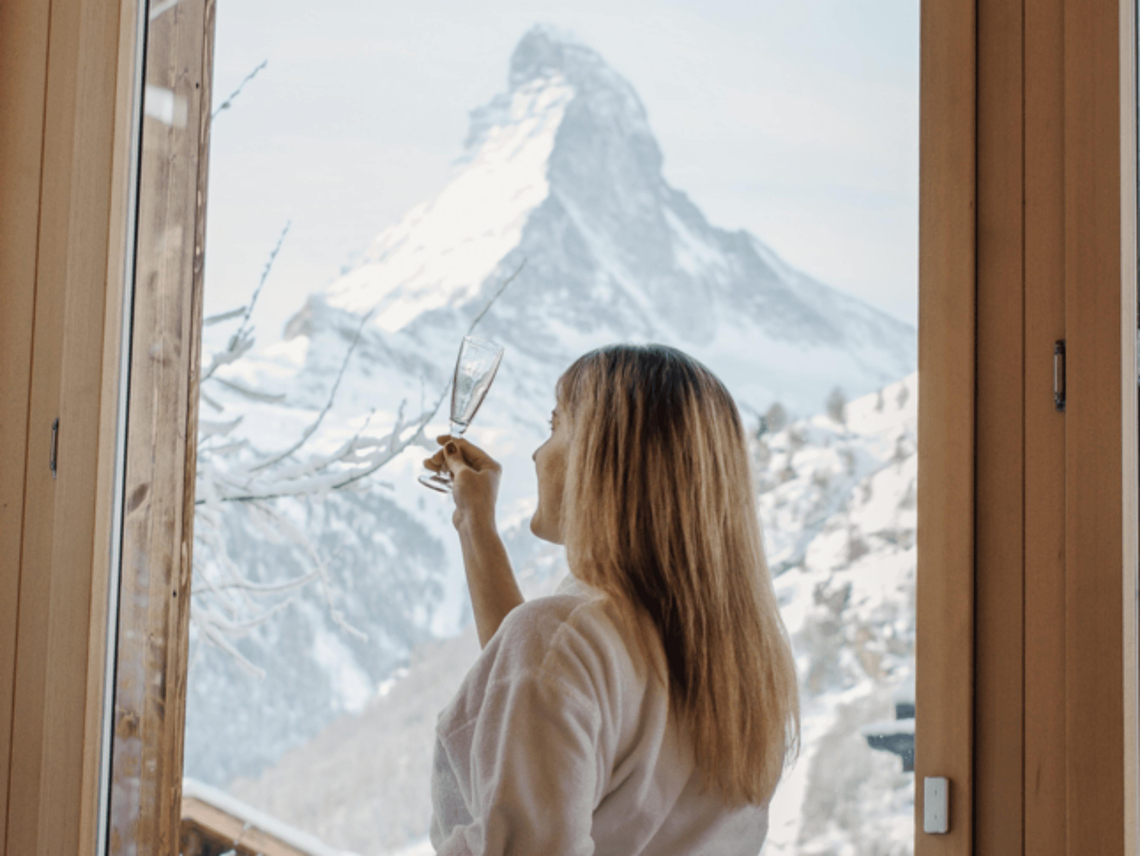 Blick Matterhorn Sektglas