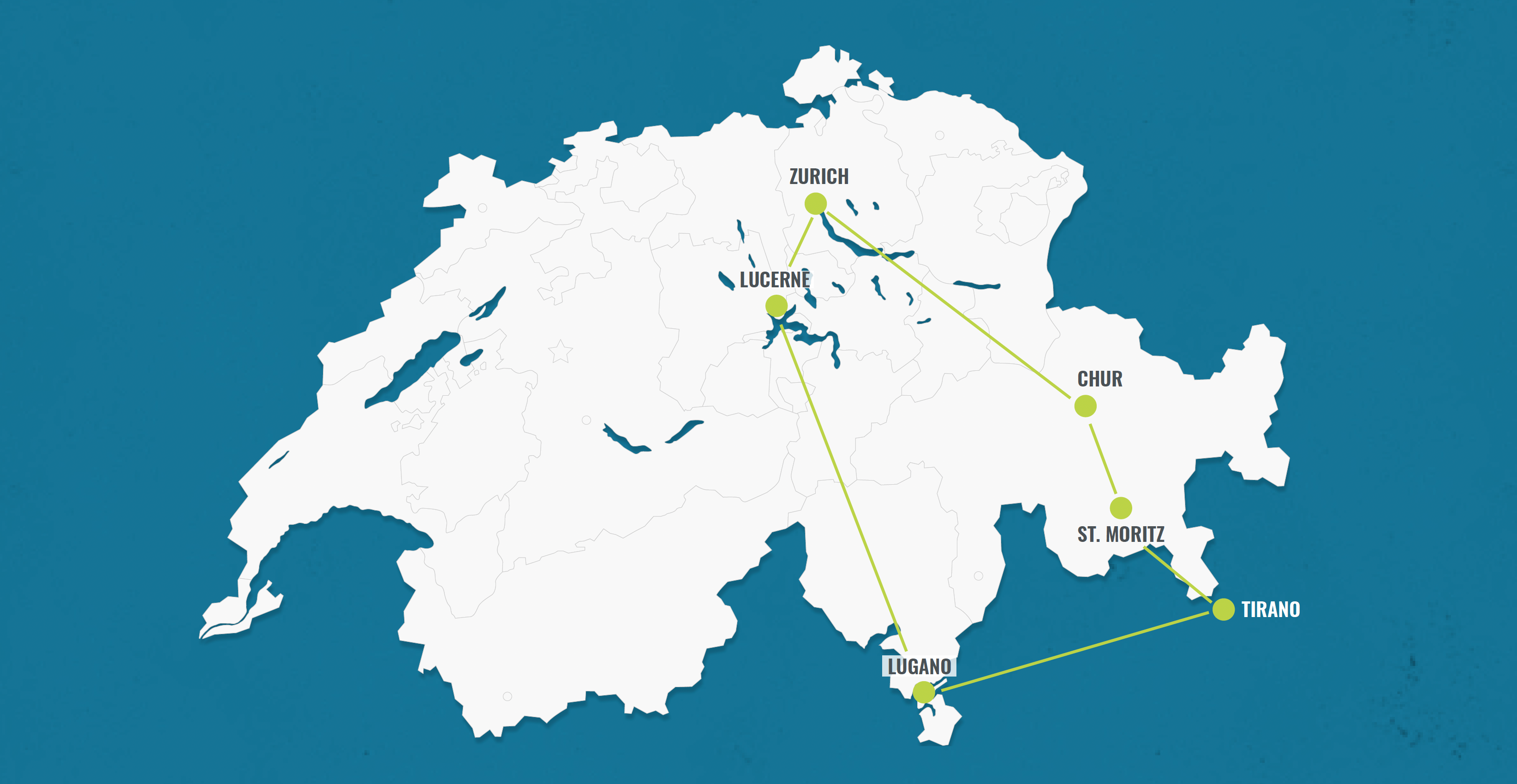 Reisroute: ontdek Zürich, St. Moritz, Lugano en Luzern in Zwitserland.
