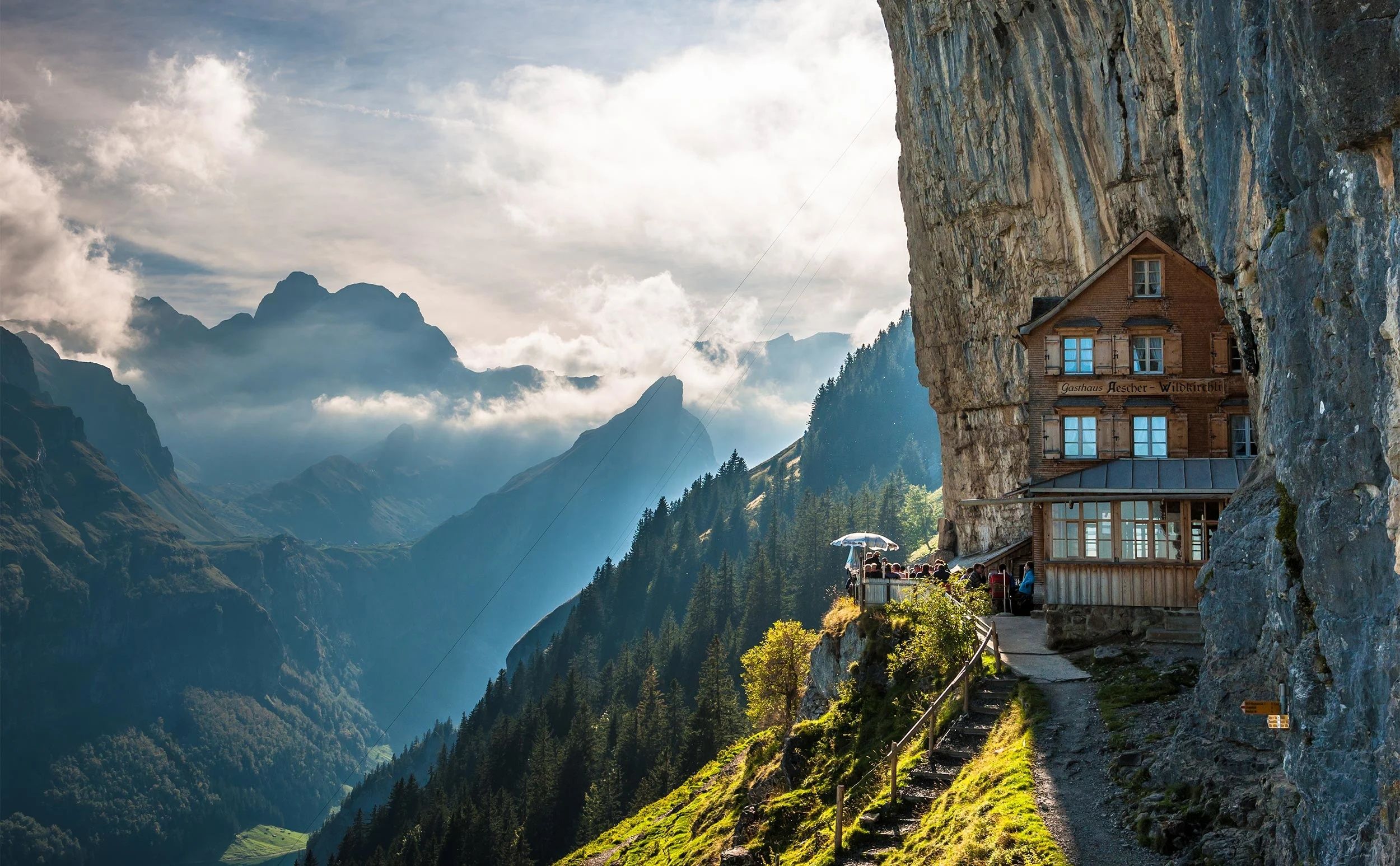 Restaurant Aescher: picturesque mountain house surrounded by nature and mountains in Switzerland