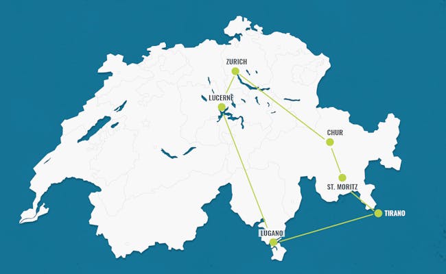 Ruta de călătorie prin Elveția: Zürich, St. Moritz, Lugano și Lucerna cu natură uimitoare.