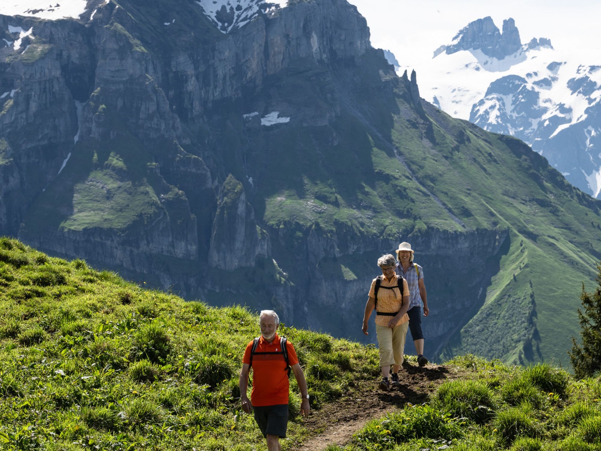 Брюнни: прогулка по горам с друзьями и детьми при ясной летней погоде.