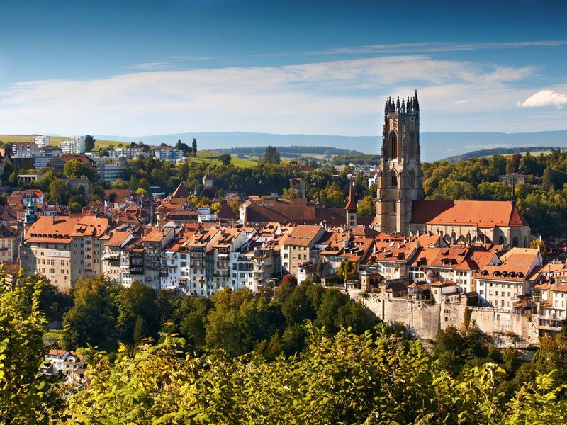 Fribourg: Discover the old town with historic buildings and the impressive cathedral.