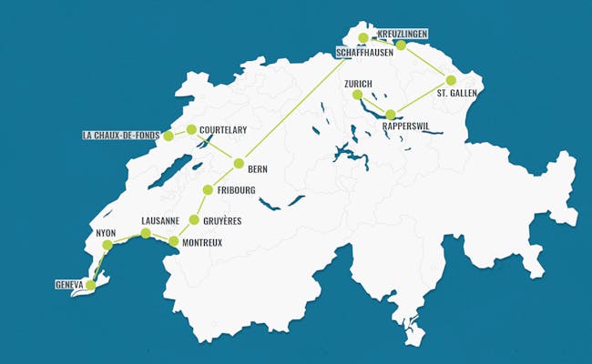 Itinerario 9: Ginevra - Losanna - Berna - Sciaffusa - San Gallo - Rapperswil - Zurigo