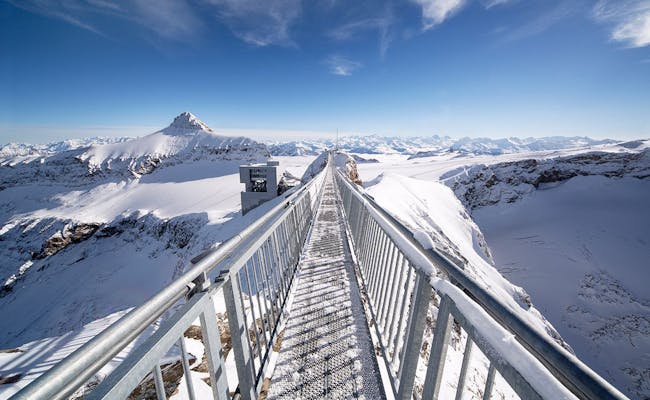 Glacier 3000 Peak Walk: stunning view of snow-covered mountains and endless nature.