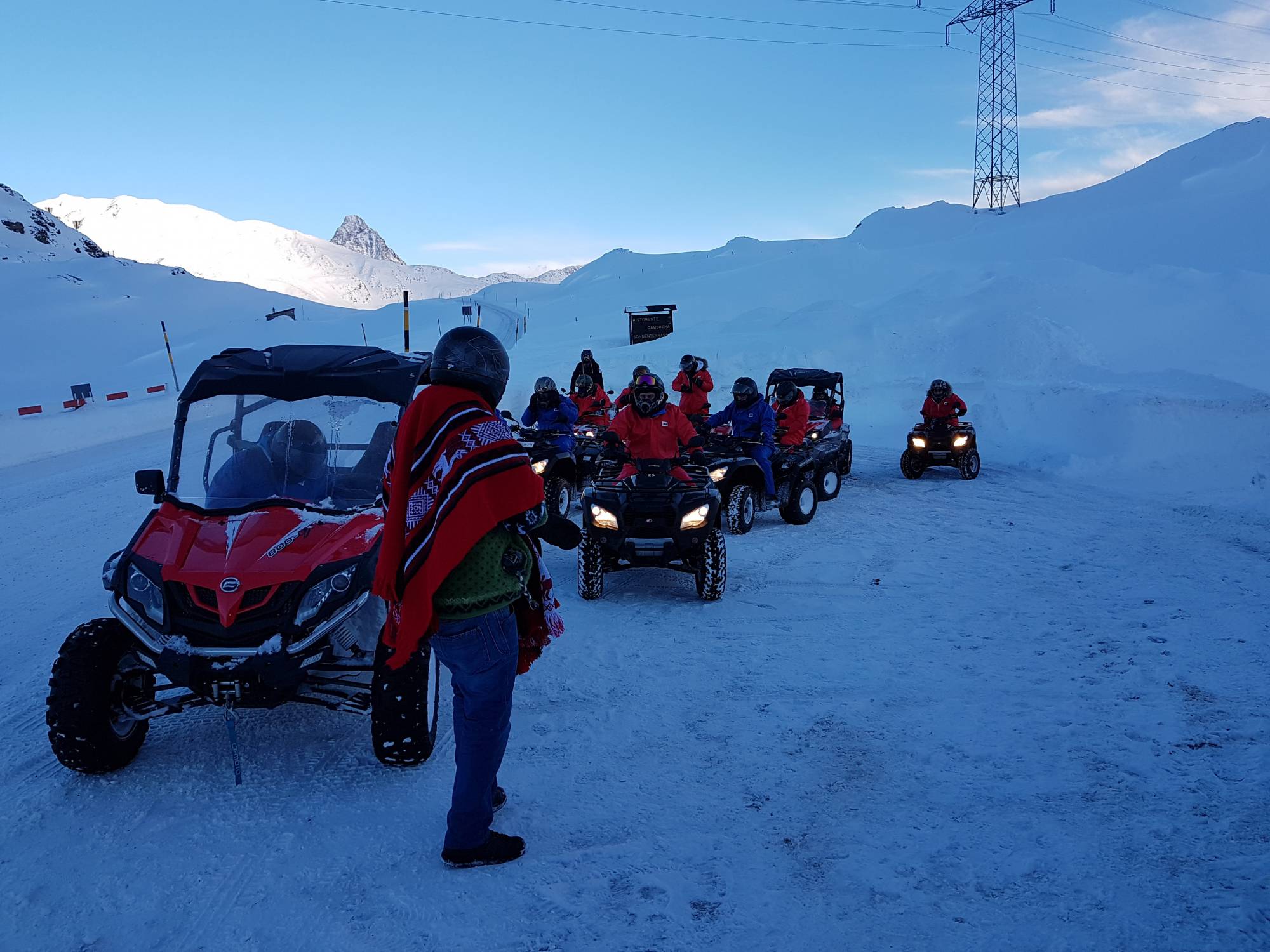 Quadbana i Berninapasset på snön